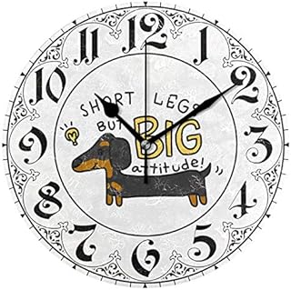 ALAZA Funny Dachshund Dog with Quote Round Wall Clock, Silent Non Ticking Oil Painting Home Office School Decorative Clock Art
