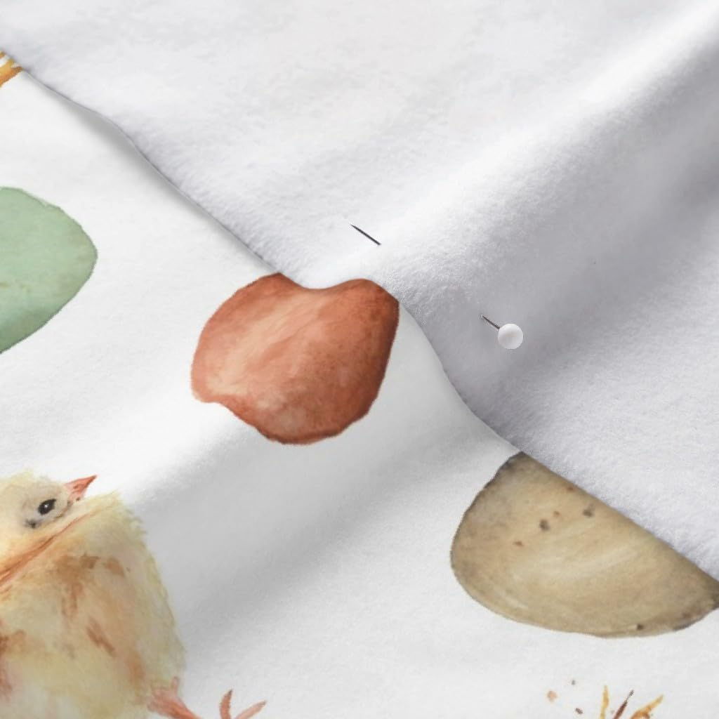 Spoonflower Fabric - Easter White Bunny Kids Spring Watercolor Eggs Printed on Polartec(R) Fleece Fabric by The Yard - Sewing Blankets Loungewear and No-Sew Projects