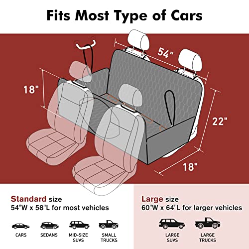Dog Car Seat Cover, 100% Waterproof Dog Hammock for Door Scratchproof, 600D Nonslip Back Seat Cover with Mesh Window and Storage Pocket for Cars Trucks and SUV