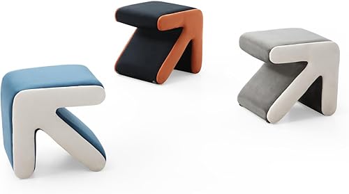 Miniatura 18 de TRIPLE TREE Reposapiés de flecha, taburete tapizado de terciopelo, taburete multifacético, mesa de centro otomana, reposapiés, reposapiés con diseño