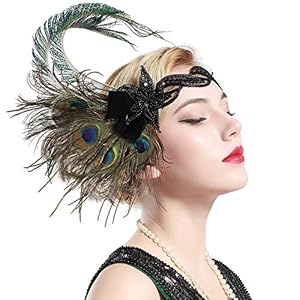 BABEYOND 1920 Flapper Hoofdstuk Pauw Veer Pailletten Hoofdband Grote Gatsby Accessoire Hoofdband voor Prom Pageant Thema…