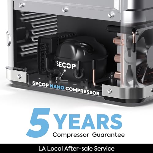 Image of ICECO APL35 Dual Zone 12V Refrigerator, 35 Liters Light Duty Aluminum Portable Fridge, SECOP Nano Compressor, DC 12 /24V, AC 110-240V, -4℉~68℉, for Outdoor, RV, Camping, Car Use (APL35+DC Cable)