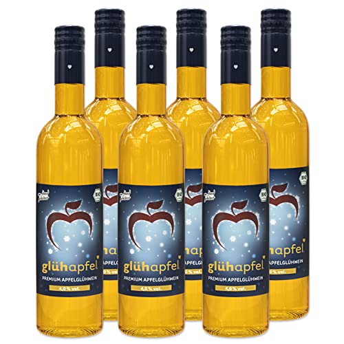 Elbler Glühapfel Wein, 6 x 0.75 l, Milde 4.0% Vol., Glühwein aus Bio-Obst, mit Winterlichen Extrakten aus Vanille, Zimt und Nelke, Vegan & Glutenfrei, 100% Direktsaft