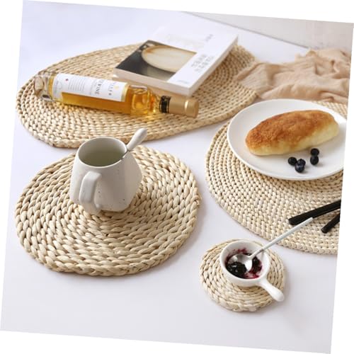 Set de table en paille rond isolant thermique maison 8pcs - 3