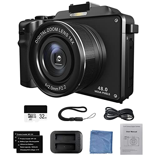 Vlogging Camera,48MP UHD 4K Digital Camera for Photography,2 Batteries,32G TF ...