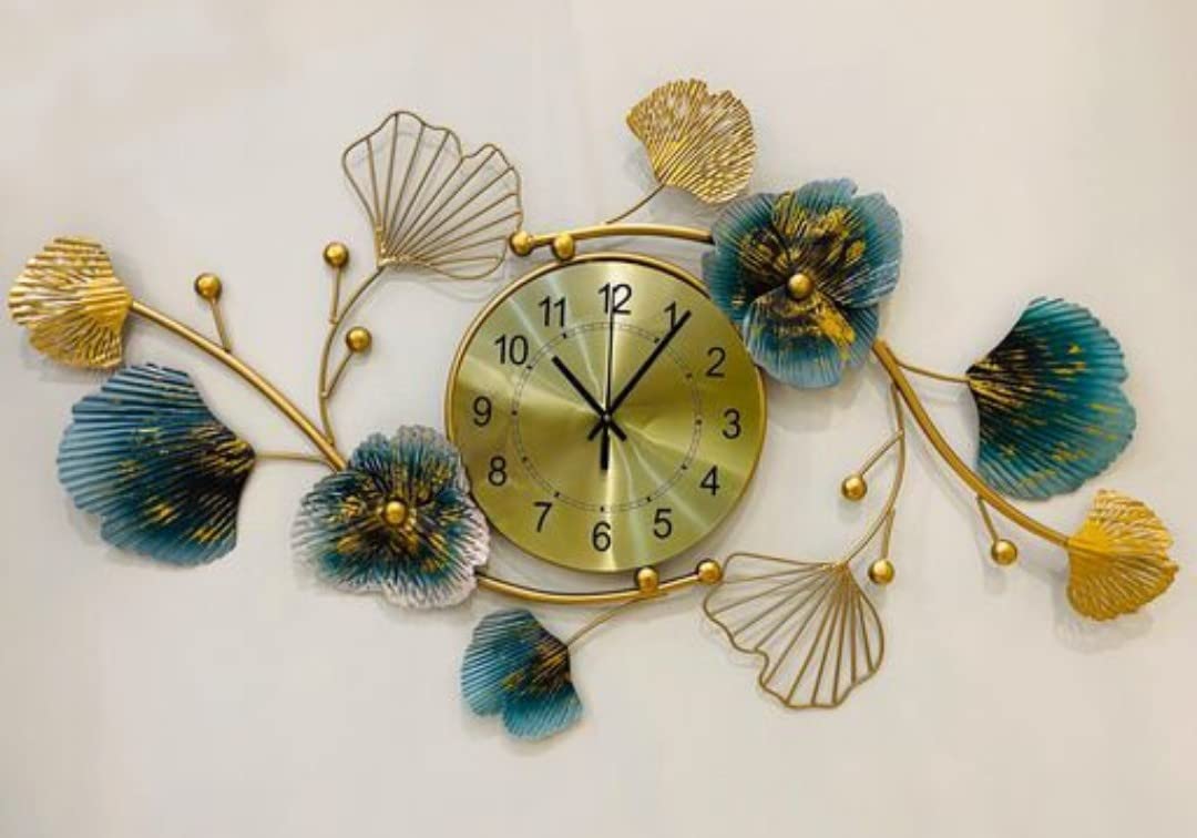 CRAFTSIAN (Small Size) Iron Hanging Wall Time Decoration Hanging Clock for Living Room & Home Wall Decoration (33x2x19 INCH)(multicolour)