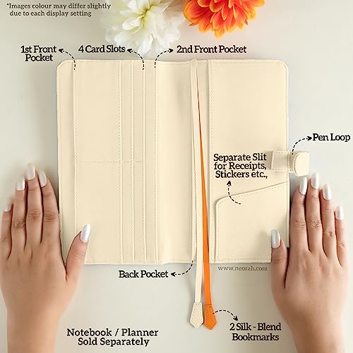 Image of NEORAH- PETITE Notebook SLEEVE with SNAP Button -[SLEEVE ONLY]|Vegan Leather|Office Diary Holder with Penloop|2 Front & 1 Back Pocket|4 Card Slots|2 BookMarks -Fits any PETITE Softcover - AFTERGLOW