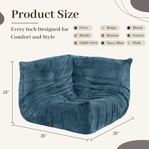 Image of HABUTWAY Giant Bean Bag Chairs Lazy Sofa for Adults,Corner,Navy Blue | Memory Foam Bean Bag Chairs,Fireside Corner Chair,Lazy Floor Corner Sofa for Living Room, Bedroom, Dorm, Office