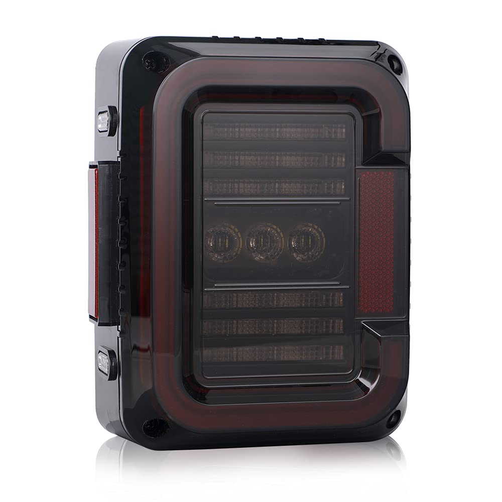 AUDEXENLED Tail Lights Compatible with Jeep Wrangler JK JKU 2007-2018, Driver Side / Left Side, Smoked Lens, 1PCS