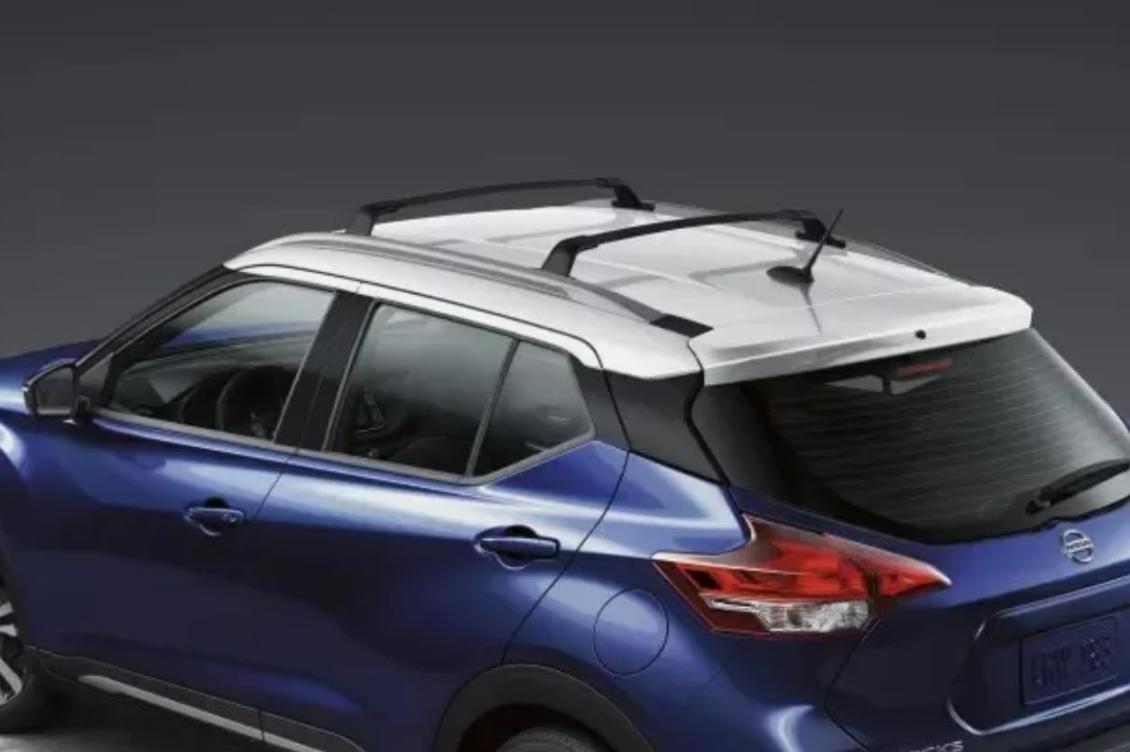 Roof Rack Cross Bars fit for Nissan Kicks 2017-2023 | 2Pcs Black Aluminum Rooftop Cargo Crossbar Carrier Side Rail Bar Rack Rail, No Drilling Required (Black Crossbar&Silver Roof Rail)