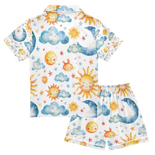 senya Rabbit The Cloud Satin Summer Pajama Sets Silk Short Sleeve Button Down Sleepwear2