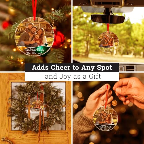 Image of Personalized Christmas Ornaments 2026, Custom Photo Tree Ornament, Crystal