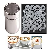 Spargi Zucchero a Velo, Velo in Acciaio Inossidabile Spargi Cacao in Polvere con 16 Stenci...