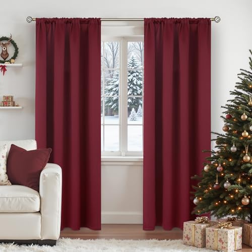 BGment Burgundy Blackout Curtains 84 Inches Long for Living Room