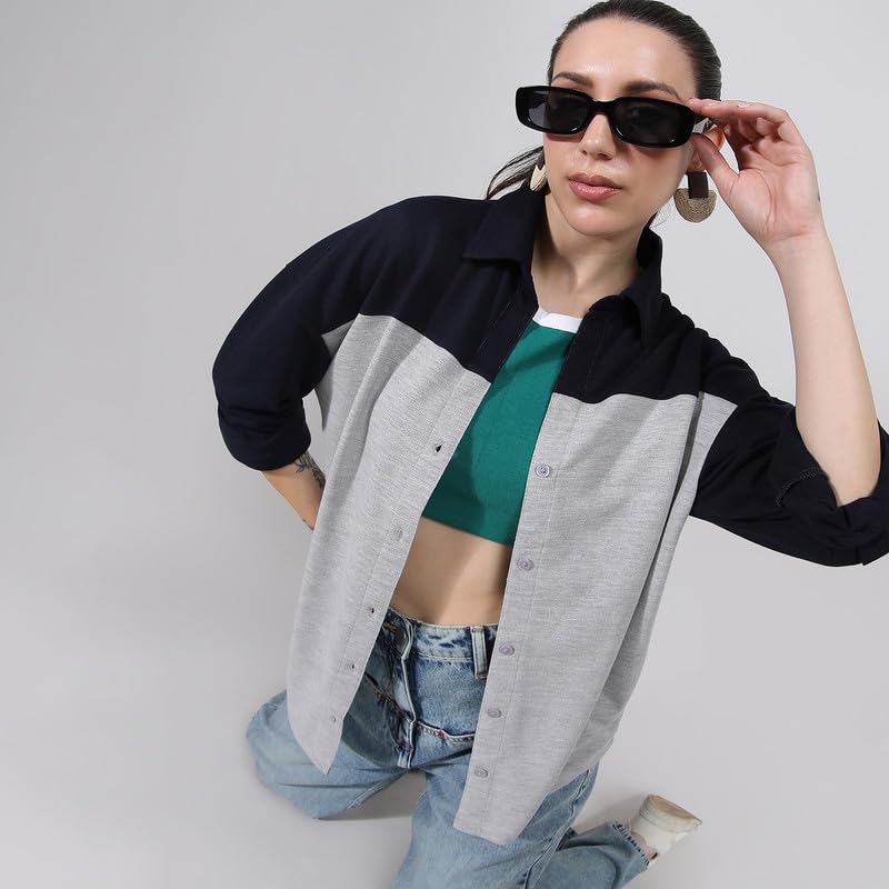 Image of PINACOLADA Women's Boxy Striped Shirt for Casual Wear | Spread Collar | Cuffed Sleeves | Button Closure | Shirt Crafted with Comfort Fit for Everyday Wear