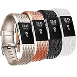 Tobfit For Fitbit Charge 2 Bands (4 PACK), Special Edition, Champagne Gold, Rose Gold, Black, White, Small
