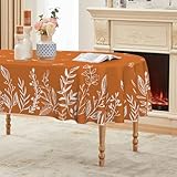 Horaldaily Fall Tablecloth 60×84 Inch Oval, Thanksgiving Autumn Harvest Orange Wild Flowers Table Cover for Party Picnic Dinner Decor