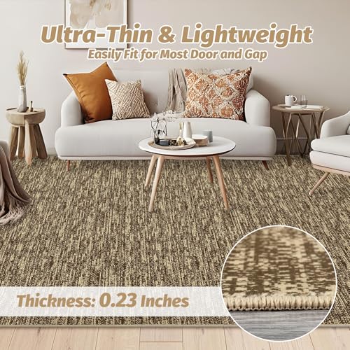 Living Room Rug 8x10 Washable, Soft Modern Large Area Rugs for Bedroom Low Pile Non-Slip Dining Room Rugs Indoor Floor Carpet, Brown