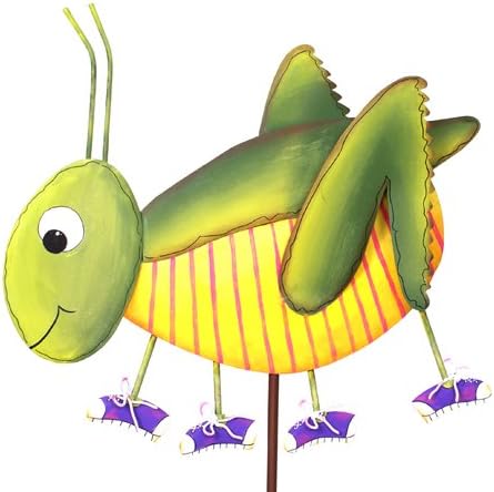 Round Top Outdoor Yard Grasshopper in Tennis Shoes Stake