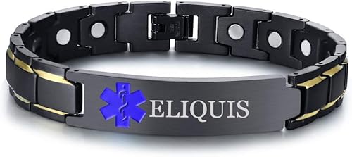 XUANPAI Pulseras de alerta médica para hombres y mujeres con grabado gratuito ajustable de acero inoxidable para emergencias médicas