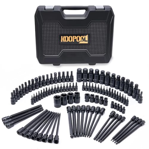 Image of 107-Piece Master Torx & Allen Bit Socket Set, 1 /4 inch 3 /8 inch 1 /2 inch Drive,S2 Steel, Long Torx, Ball End Hex, Tamper-Resistant Star, E-Star Sockets, SAE & Metric (Phosphate-Black Set)