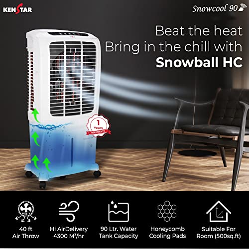 Kenstar CoolGrande HC 90 Desert Air Cooler for Home, Honeycomb Cooling Pads, Large Wheels (90L, 200 Watts) view 2