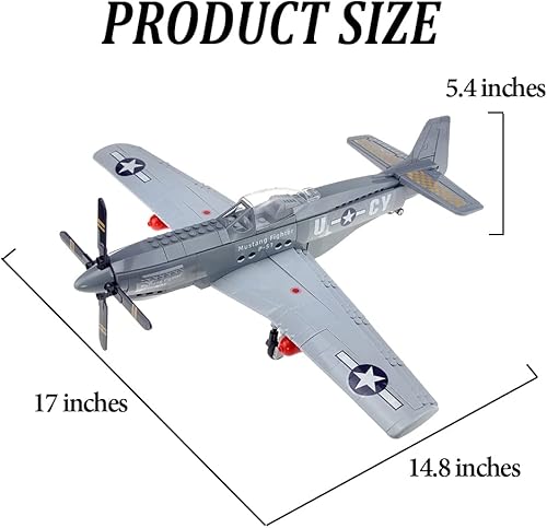 Miniatura 7 de Gonli P-51 Mustang Fighter Jets Juego de bloques de construcción de 258 piezas Bomber Avión Juguetes de Construcción WW2 Avión Regalos para Adultos