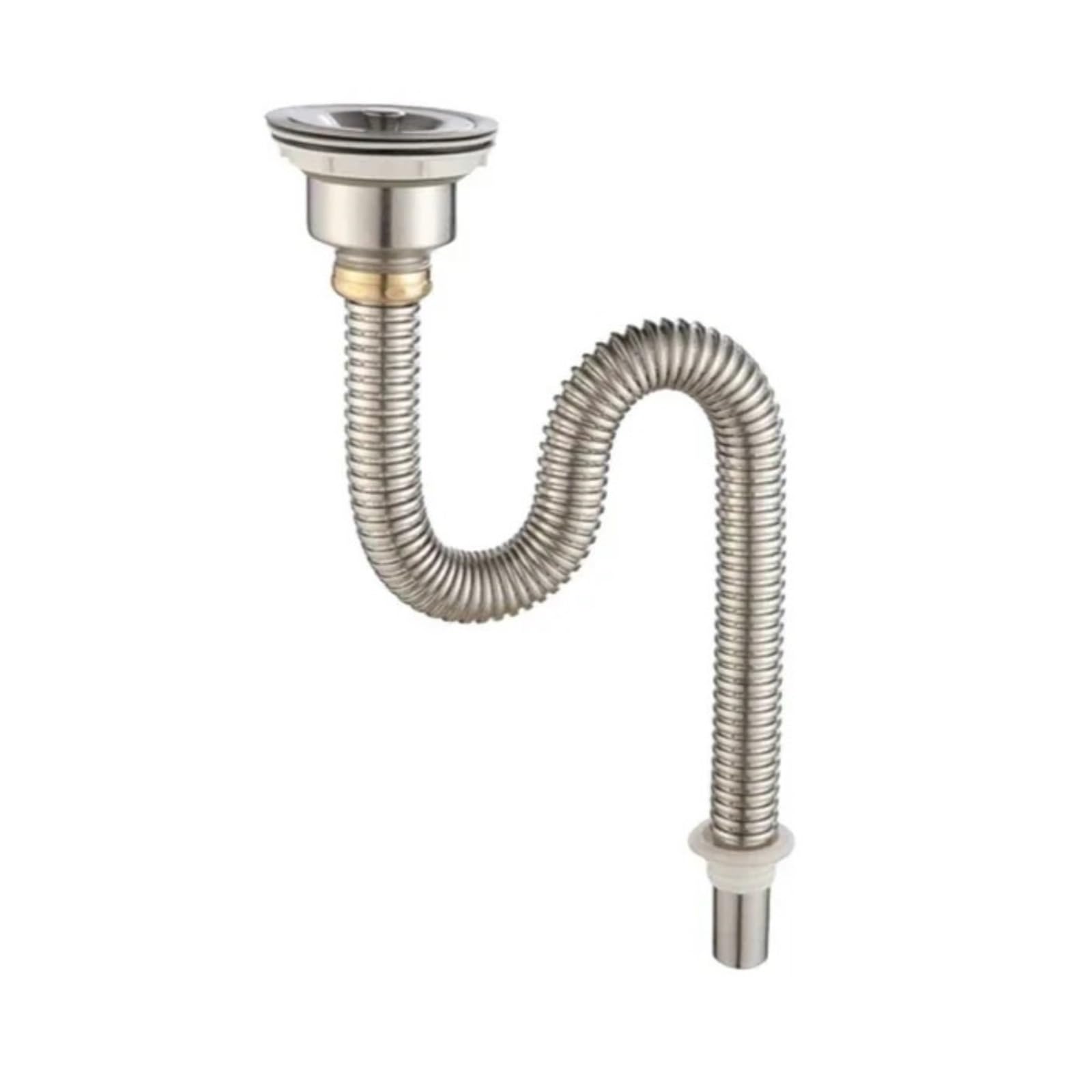 Tubo de desagüe de fregadero, filtro de acero inoxidable | Manguera de fontanería y accesorio de cocina para desagüe doméstico de lavabo y cocina(60cm)
