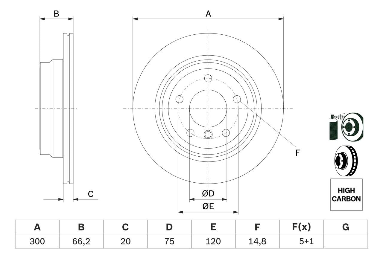 Juego de 2 Discos de Freno Bosch BD1141 - Discos Ventilados, Alto Contenido en Carbono, 300 mm – Eje Trasero – Certificado ECE-R90 – Excelente Refrigeración y Reducción de Ruido, Anticorrosión