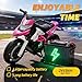 24V 9AH Electric Dirt Bike, 9 mph & 110lb Max, 200W Ride on Bike for Big Kids w/EVA Tires, LED Lights & Power Display, 1-2h Playtime, 2 Speed, Bluetooth, Music, Electric Motorbike for Ages 6+, Pink
