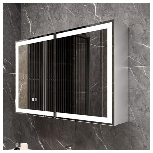Gunuss Spiegelschrank Bad mit Beleuchtung 80x60 – LED Badspiegel mit Ablage, Steckdose, Antibeschlag, Touch-Schalter – Wandmontage für modernes Badezimmer