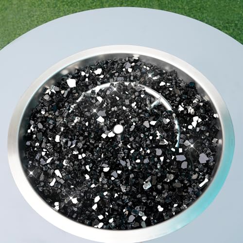 Image of Skyflame 15-Pound Black Fire Glass, 1 /2 Inch Reflective Fireplace Glass for Fire Table, Fire Bowl, Landscaping