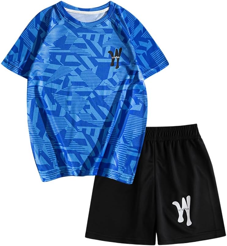 ATAVA Boys Quick Dry Athletic Short-Sleeve T- Shirt and Active Mesh Shorts Set