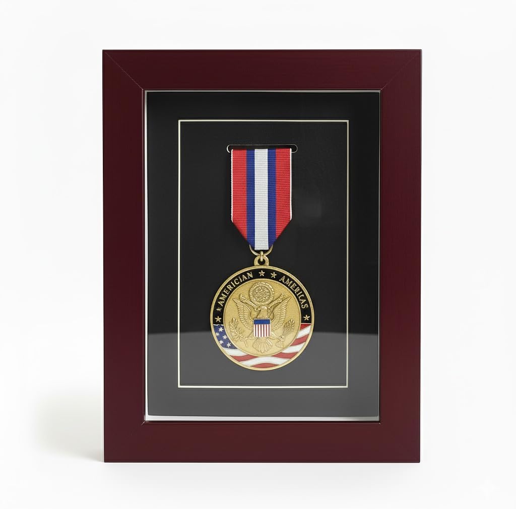 6x8 Inch Wooden Medal Display Case – Medal Holder for Athletes, Veterans, Students, and Collectors – Wall-Mount & Desktop Stand