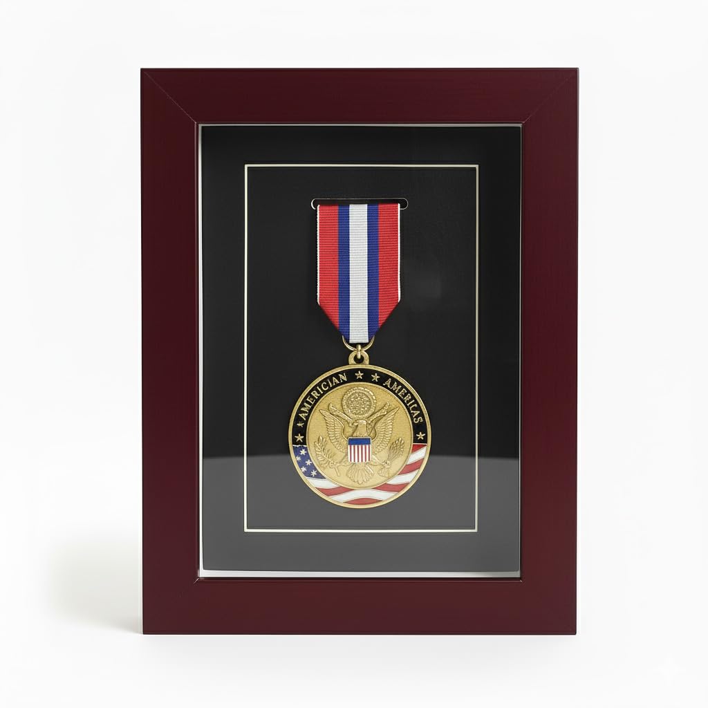 6x8 Inch Wooden Medal Display Case  Medal Holder for Athletes, Veterans, Students, and Collectors  Wall-Mount & Desktop Stand