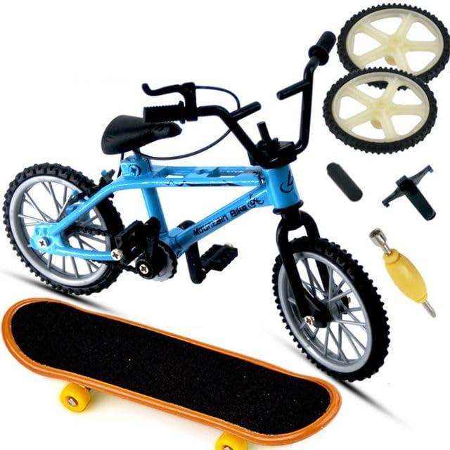 AEPRO - Kids Mini Alloy Finger Bicycle Sport Bike Fingerboard DIY Creative Game Children Funny Mini Тоуs Set (Blue)