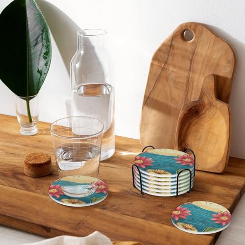 Dessous de verre en liège et céramique pour protection table contre taches
