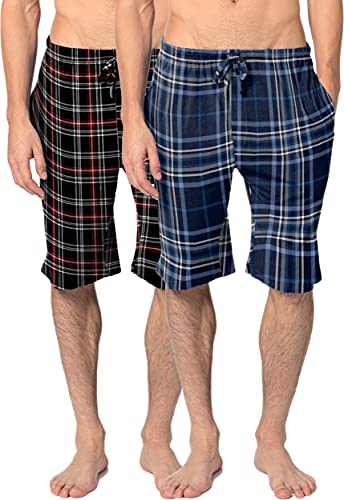 Andrew Scott Men's Cotton Flannel Soft Woven Pajama/Lounge Sleep PJ Shorts -Pack of 2
