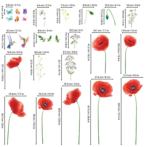 Decowall DS9-2104 5 Large Poppy Wall Stickers Red Flower Butterfly Decals Removable thumb #5
