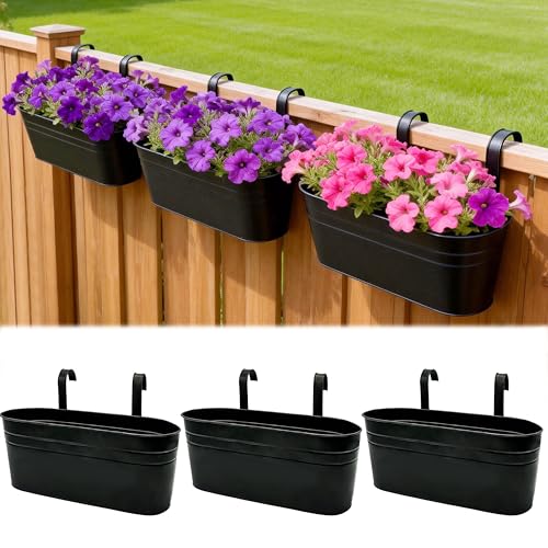SYITCUN Metal Railing Planter Boxes 16 Inch...