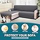 BellaHills Sofabezug L Form 2 Sitzer (205cm), Couch Überzug L Form Mit Armlehne, Ecksofa Bezug Links Für Hund Katze, Sofa Überzug Eckcouch rutschfest Sofa Auflage für Wohnzimmer, Grau