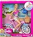 Barbie Doll and Bike Playset with Doll (11.5 in, Blonde), Bicycle with Rolling Wheels & Water Bottle Accessory, Gift for 3 to 7 Year Olds