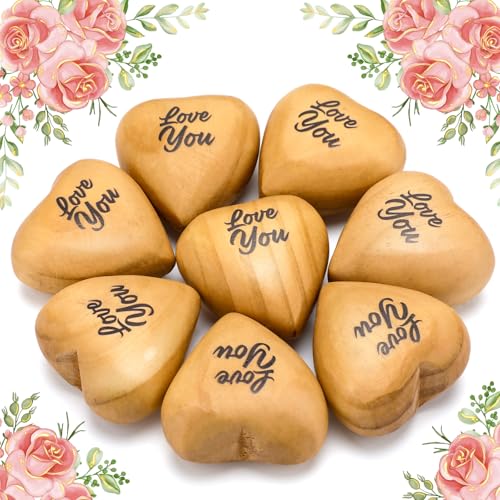 Kigeli 8 Pcs Valentine's Day Wooden Heart Love Gifts Wedding