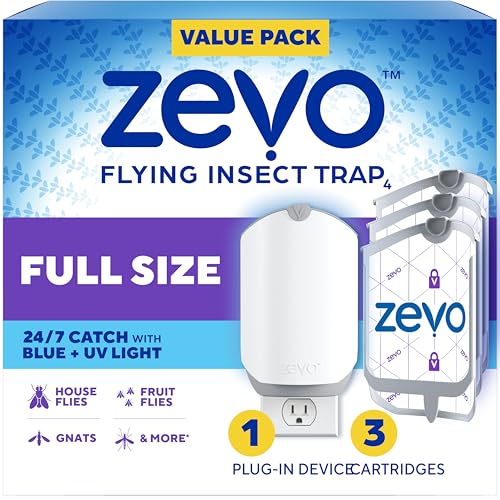 Zevo Flying Insect Trap & 3 Refill Cartridges -...