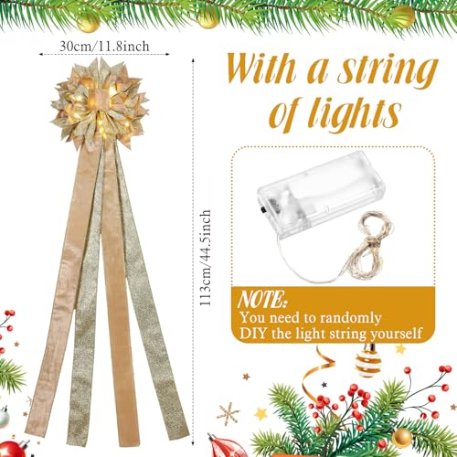 Lazo grande de Navidad decorativo color champán para vestir el salón en nochebuena 3