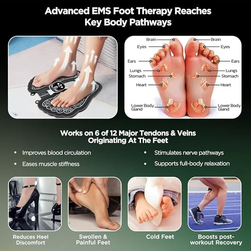 Image of Dr Physio USA 1035 EMS Rechargeable Foot Massager Mat Machine with 8 Massage Modes, 19 Intensity Levels, Reflexology Pad For Pressure Point Full Body Pain Relief, Portable Foldable Foot Massager for Tired & Achy Feet Relief