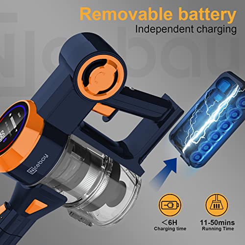 Nicebay Kabelloser Staubsauger, 25 kpa bürstenloser Motorstab, Staubsauger, digitaler Touchscreen und intelligente Induktion, 4-in-1 leichter Handstaubsauger für Hartholzböden, Teppichhaare – Bild 5