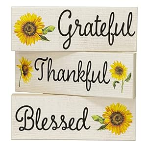 JennyGems Sunflower Decor, Grateful Thankful Blessed 3 Piece Wooden Block Set, Farmhouse Sunflower Tiered Tray Decor, Sunflower Gifts JennyGems Sunflower Decor Grateful Thankful Blessed 3 Piece Wooden Block Set Farmhouse Sunflower Tiered Tray Decor Sunflower Gifts