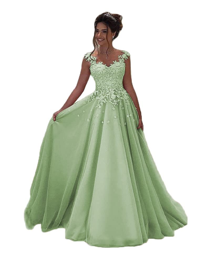 Robe de soirée longue pour femme en dentelle sans manches - Robe de bal