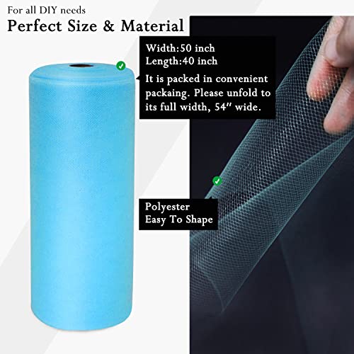 Image of Turquoise Tulle Fabric Rolls 54 Inch by 40 Yards Tulle Bolt Spool for Wedding Decorations DIY Tutu Baby Shower Table Skirt Ceiling Decor Birthday Party Craft Supplies